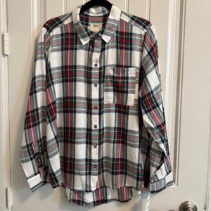 STYLE & CO GREEN RED WHITE PLAID WOMENS BLOUSE SIZE 2X